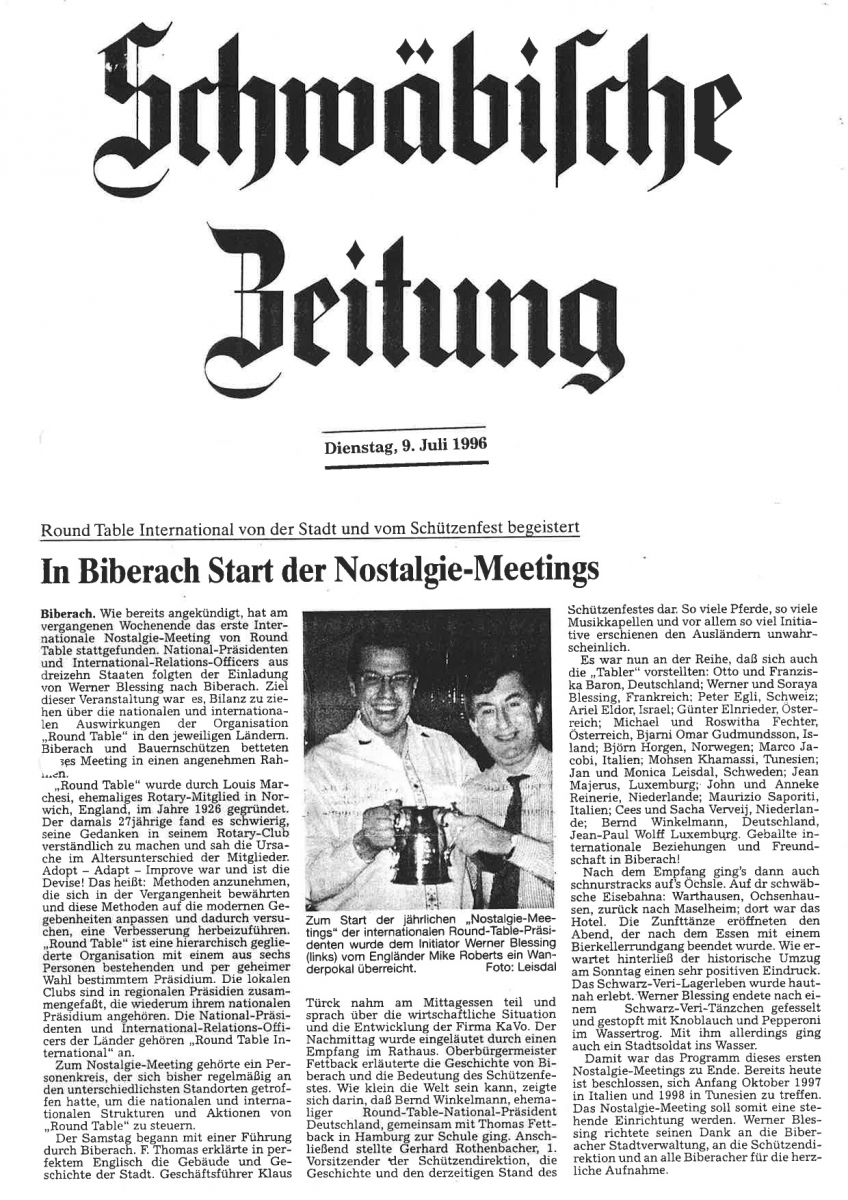 Zeitungsartikel NoMe 1996 Biberach